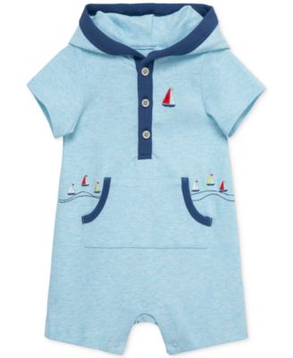 Little Me - Baby Boys Breezy Cotton Hooded Romper