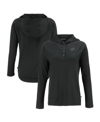 Cutter & Buck - Women's Cutter Buck Black Detroit Lions Coastline Epic Comfort Eco Long Sleeve Hoodie T-Shirt