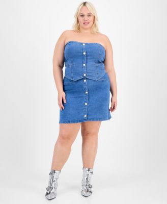 FULL CIRCLE TRENDS - Trendy Plus Denim Corset Top & Mini Skirt Set
