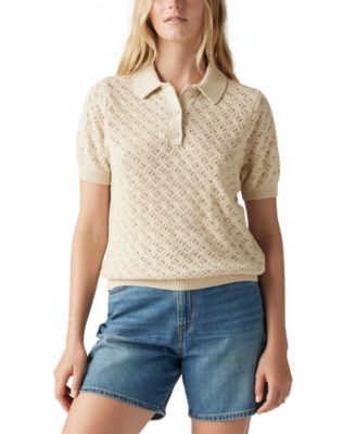 Levi's - Women's Lavender Pointelle Polo Sweater
