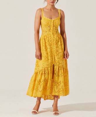 ASTR the Label - Women's Yamila Eyelet Embroidered Sleeveless Midi Dress