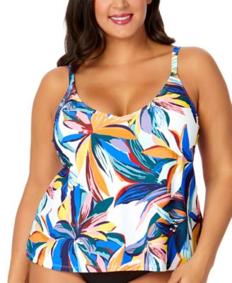 Anne Cole - Plus Size Floral-Print Tankini Top
