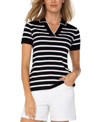 Liverpool Los Angeles - Women's Short-Sleeve Striped Sweater