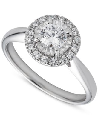 Macy's - Diamond Round Miracle Plate Halo Ring (3/4 ct. t.w.) in 14k White Gold
