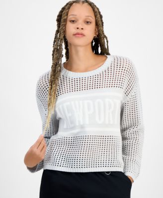 Hooked Up by IOT - Juniors' Angel Open-Knit Long-Sleeve Sweater