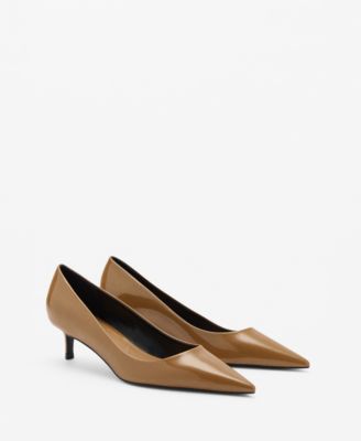 MANGO - Women's Kitten Heel Patent Leather Shoes