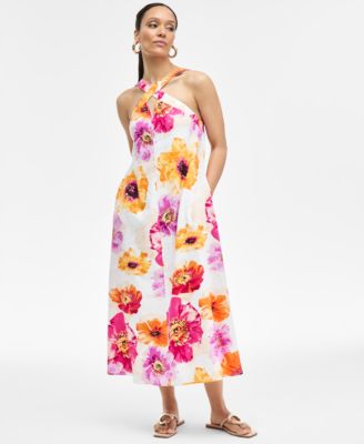 I.N.C. International Concepts - Women's Floral-Print Linen-Blend Maxi Dress, Exclusively at Macy's