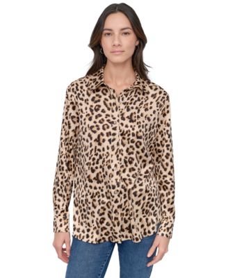 DKNY Jeans - Women's Classic-Fit Button-Front Long-Sleeve Blouse