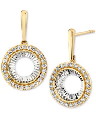 Macy's - Diamond Sunray Circle Drop Earrings (1/2 ct. t.w.) in 14k Two-Tone Gold