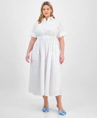 On 34th - Trendy Plus Size Short-Sleeve Popover Shirtdress