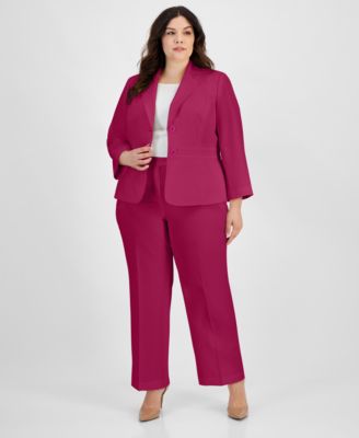 Le Suit - Plus Size Crepe Two-Button Blazer & Pants