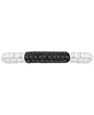 Macy's - Black Spinel Pav&eacute; Textured Stack Ring (1/5 ct. t.w.) in Sterling Silver