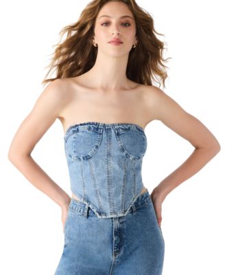 Steve Madden - Women's Rina Strapless Denim Corset Top