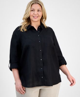Charter Club - Plus Size Linen Utility Shirt