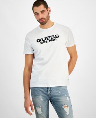 GUESS - Men's Relaxed-Fit Embossed Velvet Logo Graphic T-Shirt
