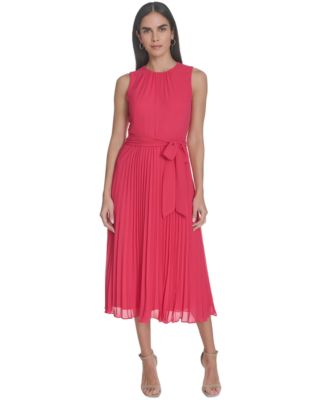 Jessica Howard - Women's Chiffon Tie-Waist Pleated Midi Dress