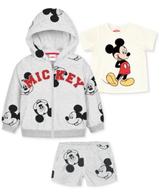 Disney - Baby Boys Mickey Mouse Hoodie, T-Shirt & Shorts, 3 Piece Set