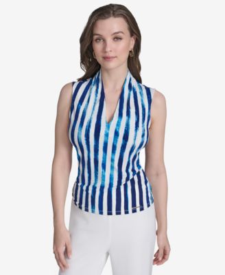 Halston - Women's Striped Sleeveless Top